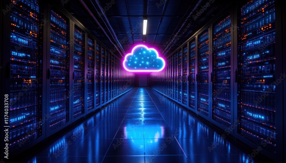 Poster Futuristic Data Center Hybrid Cloud Integration Architecture with Seamless On-Premises Connectivity and AI Deployment