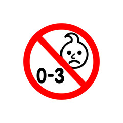 classic no not for children under 3 years allowed permitted sign symbol red circle simple vector isolated on transparent background