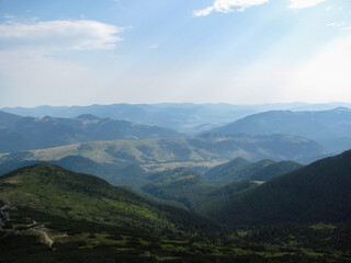 Scenic mountain landscape view of rolling hills