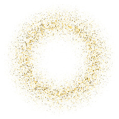 Happy New Year. Gold glitte for flyer, poster, badge, banner, web, headline. Abstract yellow text symbol, type, quote. Png