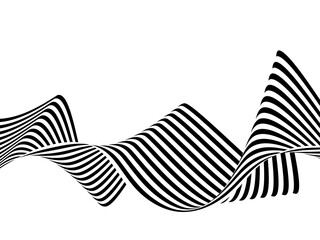 Black and white wavy stripes or lines design. Optical art. Png