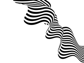 Black and white wavy stripes or lines design. Optical art. Png