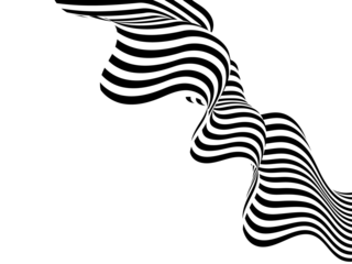 Black and white wavy stripes or lines design. Optical art. Png