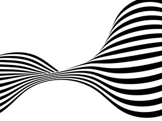 Black and white wavy stripes or lines design. Optical art. Png