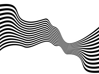 Abstract black and white wave. Png