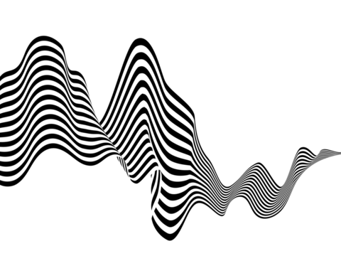 Black and white wavy stripes or lines design. Optical art. Png