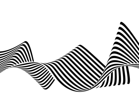 Black and white wavy stripes or lines design. Optical art. Png