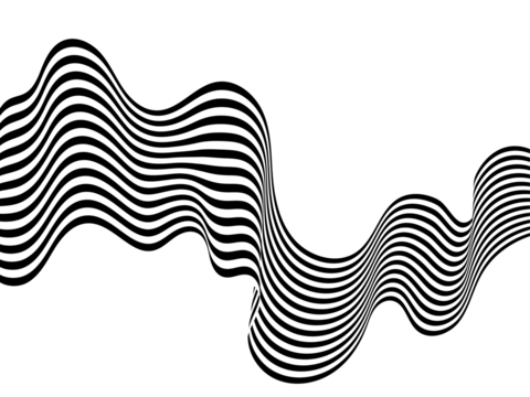 Black and white wavy stripes or lines design. Optical art. Png