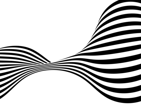 Black and white wavy stripes or lines design. Optical art. Png - Powered by Adobe