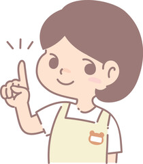 指を指す保育士女性のイラスト