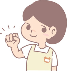 サムズアップをする保育士の女性のイラスト