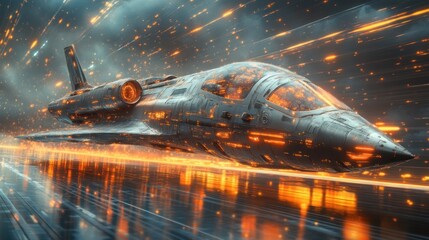 Digital Smart Aeroplane Cyberpunk Technology Artificial Intelligence Aviation Flight Navigation Safety Efficiency