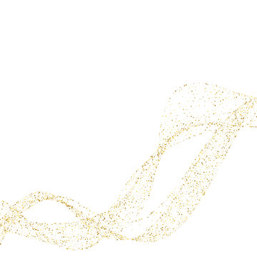 Golden light swirl wave. Glowing gold wavy lines and magic shiny sparkles. Png