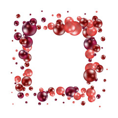 Beautiful red balloons.  invitation, greeting card. Red pearls. Png