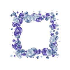 design element. Round photo frame made of blue balloons. Png