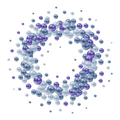 design element. Round photo frame made of blue balloons. Png