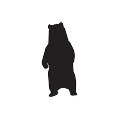 silhouette of standing bear illustration. Wild animals icon vector design. Isolated on white background. 