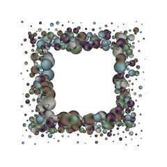 Black glossy balls . Pearls.  Frame. Png