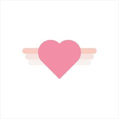 Love and wing s icon vector illustration. Valentines day theme decorations design. Isolated on white background. 