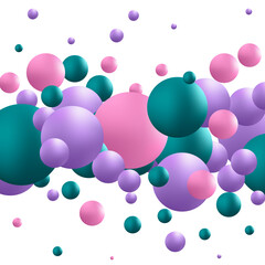 Pink, green, purple glossy balls. Decor element, design.  Png