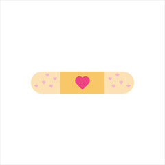 Wound plaster love flat icon vector design illustration. 