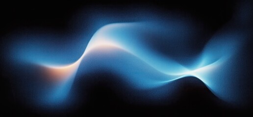 Blue Abstract Shape Glowing in Dark Background Grainy Texture Minimalist Modern Dynamic Design