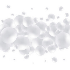 Abstract pattern with glass white balls or precious pearls. Glossy realistic ball. Png