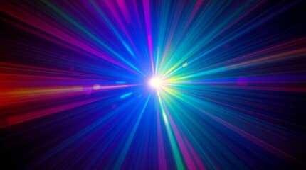 Obraz premium vibrant light burst with colorful rays in blue purple and red tones on dynamic background