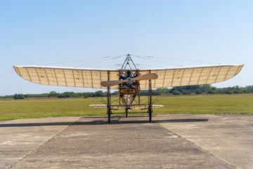 A replica of a Bleriot XI airplane from the prehistory of aviation
