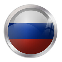 Fototapeta premium Russia flag - glossy circle button displays a colorful flag representing a country cultural identity and heritage. The essence of national pride and unity.