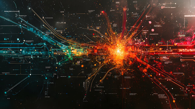 A glimpse into the hidden world of particle physics displayed in a visually striking subway map format. Glimpse. Illustration