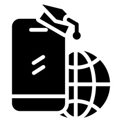 Mobile Learning Icon Solid Black Style