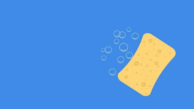 Cleaning Sponge Icon Animation on Blue Background