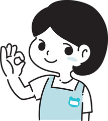 オーケーサインをする保育士女性のイラスト