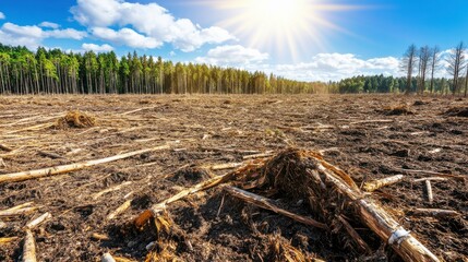 Fototapeta premium Vast Barren Land Under Bright Midday Sunlight
