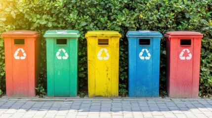 Vibrant Recycling Bins in Schoolyard Setting