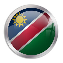 Fototapeta premium Namibia flag - glossy circle button displays a colorful flag representing a country cultural identity and heritage. The essence of national pride and unity.