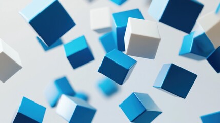 Abstract Blue and White Cubes