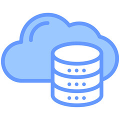Cloud Storage Icon Line Blue Style