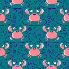 Ocean animals seamless crabs pattern for wrapping paper and fabrics and linens