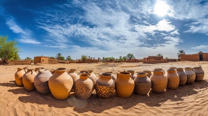 Water Scarcity in Desert Village Under Harsh Sunlight