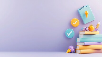 Interactive course selection interface with floating subjects digital learning space visual design modern education environment