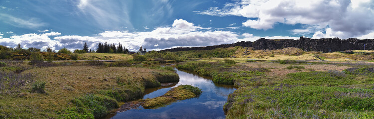 Fototapeta premium Thingvellir National Park Þingvellir, historic site, first parliament and national park UNESCO in Iceland, east of Reykjavík Europe