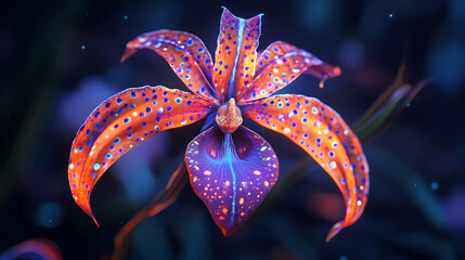 Fototapeta premium Ultra detailed macro shot of rare underground orchid showcasing its mysterious beauty. Earthbound. Illustration