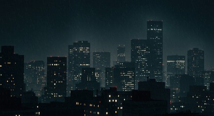Fototapeta premium Dark City Skyline at Night