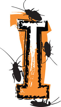 cockroaches on orange letter i clip art preview