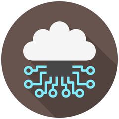 Cloud Circuit rounded flat color icon, use for UI, UX, app and web development, digital or print. for digital industry, education, technology.