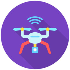 Drone rounded flat color icon, use for UI, UX, app and web development, digital or print. for digital industry, education, technology.