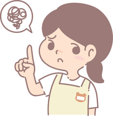 悩む保育士女性のイラスト