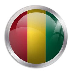 Fototapeta premium Guinea flag - glossy circle button displays a colorful flag representing a country cultural identity and heritage. The essence of national pride and unity.